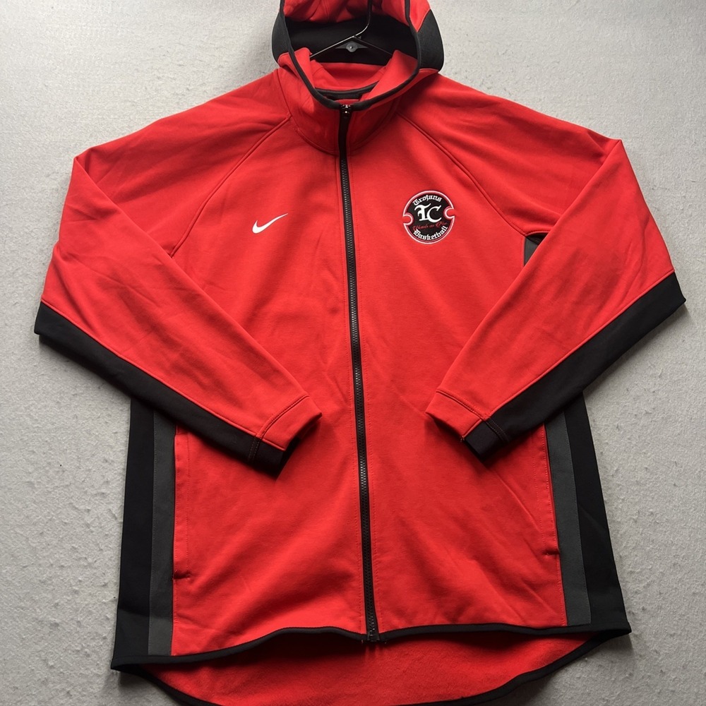 Nike Hoodie Mens L Red Therma-Fit Elite Full Zip Fleece Sweatshirt Basketball